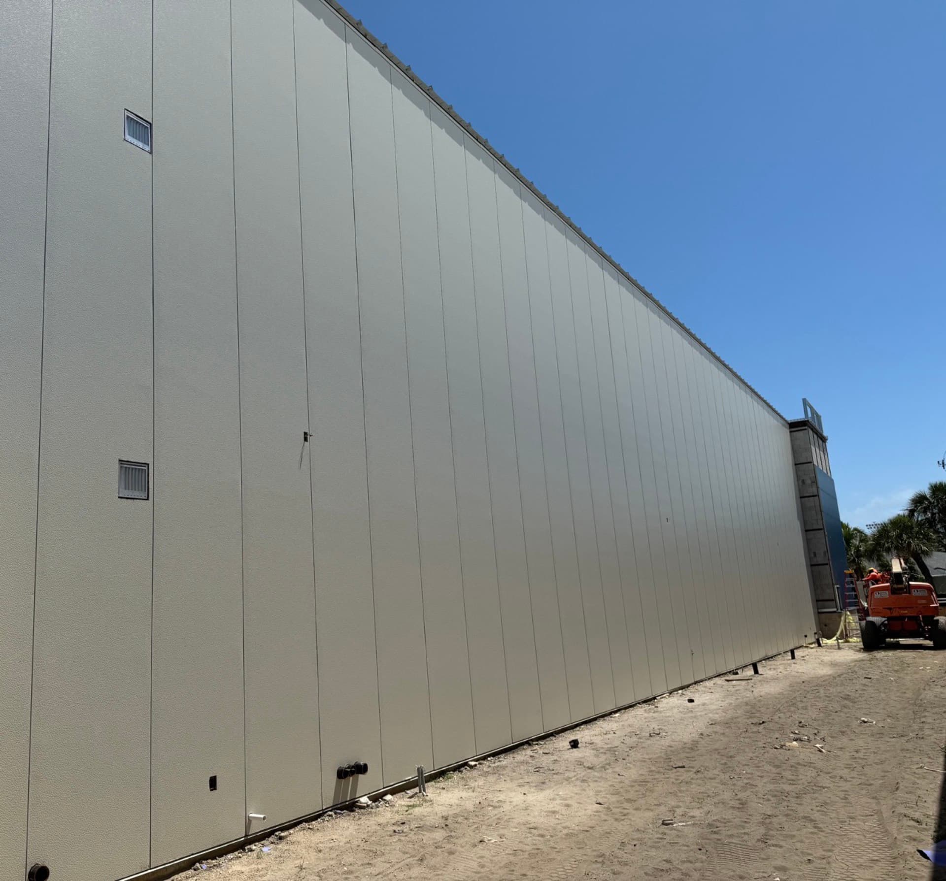 Architectural metal panel facade on a commercial building